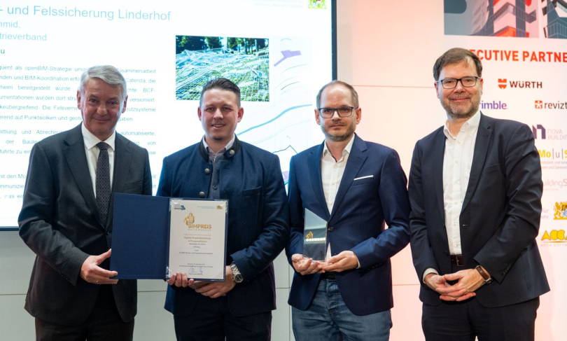 Die Swietelsky AG (DCS) & HTB Bau wurden für die Rinnen- und Felssicherung an der Staatsstraße 2060 in Linderhof ausgezeichnet. Foto: Lennart Preiss / Rudolf Müller Events GmbH